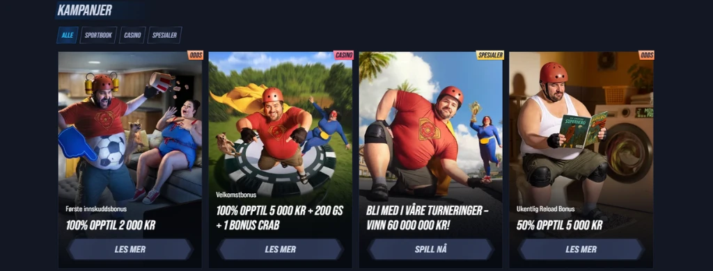 En person leser et magasin ved en vaskemaskin, mens en annen hopper ut av den. Begge er en del av en kampanje med 50 % bonus.